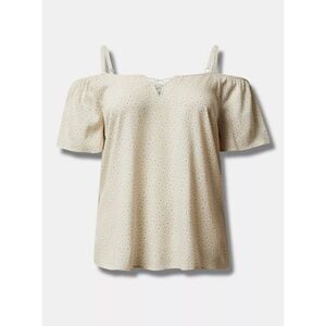 Torrid Floral Print Washable Crinkle Gauze Cold Shoulder Top Sz 2